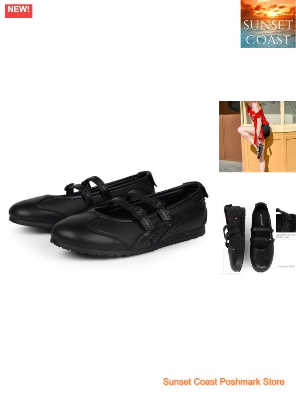 Ballet Sneakers Women's Mary Jane Flats Slip On Elastic Straps Memory Foam